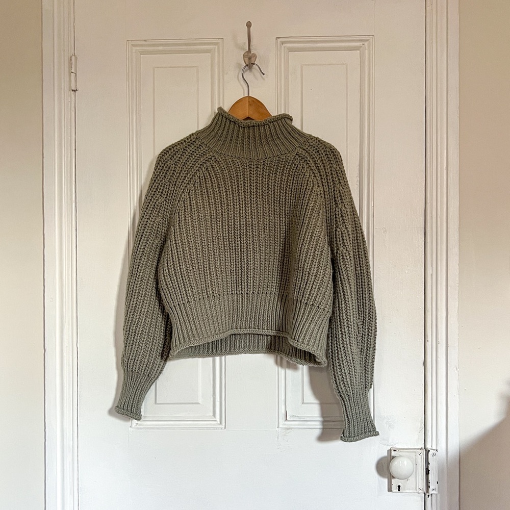 Cozy, Cropped Sage Green Sweater